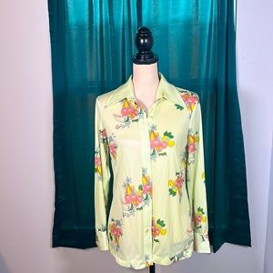 1970's Ship N Shore Womens Print in lime geen